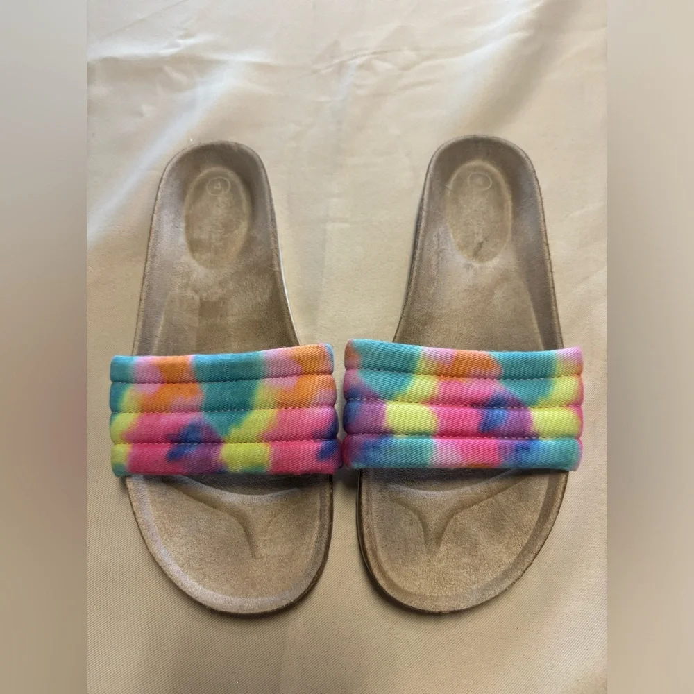 Cat & Jack Tie Dye Colorful‎ Kid Slide Sandals